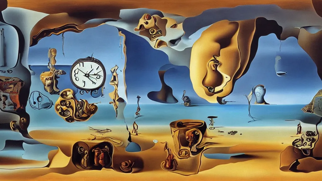 Image similar to the newest masterpiece of salvador dali, it is called ; time doesn't exist