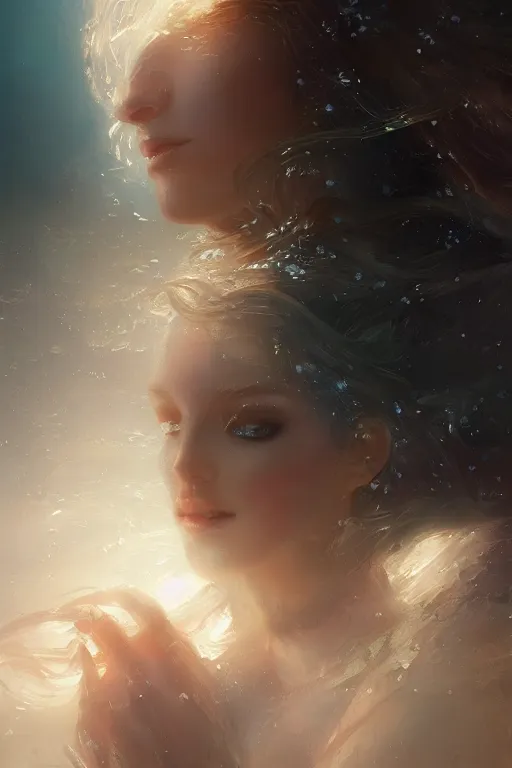 Image similar to Atlantis princess, gorgeous, close-up portrait, intricate, elegant, volumetric lighting, scenery, digital painting, highly detailed, artstation, sharp focus, illustration, concept art, ruan jia, steve mccurry