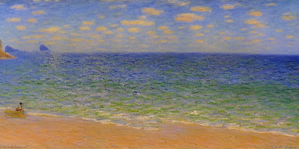 Image similar to a beautiful mexican coast, painted by claude monet