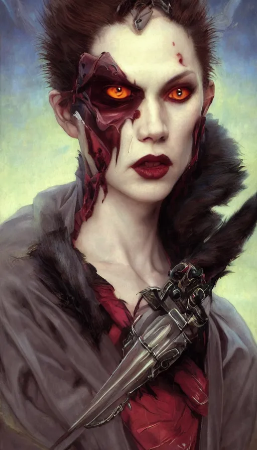 Prompt: epic masterpiece portrait of evil kitten vampire, hyperrealistic, octane render, cinematic, by Edgar Maxence and Ross Tran and Michael Whelan, Legends of Runeterra