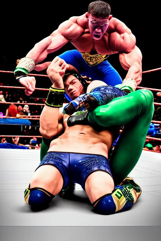 Image similar to john cena wrestling with kamen rider, high resolution, vogue, intricate, face features, body features, photorealistic, smooth, 4 k, aesthetic lighting, baroque object, sharp focus, hyperdetailed object, by : canon eos 5 d mark iv and sigma 7 0 - 2 0 0 mm f / 2. 8 dg os hsm sports