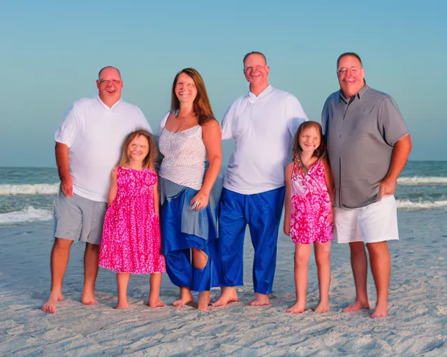 Image similar to 8 k portrait of a happy family on a beach, family beach photography, myrtle beach