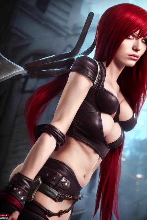 Prompt: Katarina from League of Legends, photorealistic full body, unreal engine 5, hyperrealistic, studio lighting, highly detailed, realistic