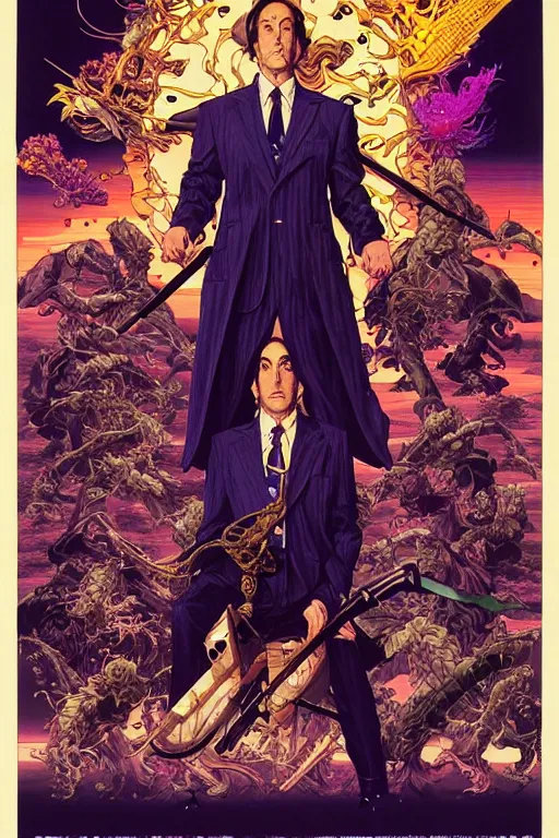 Image similar to poster of saul goodman, by yoichi hatakenaka, masamune shirow, josan gonzales and dan mumford, ayami kojima, takato yamamoto, barclay shaw, karol bak, yukito kishiro