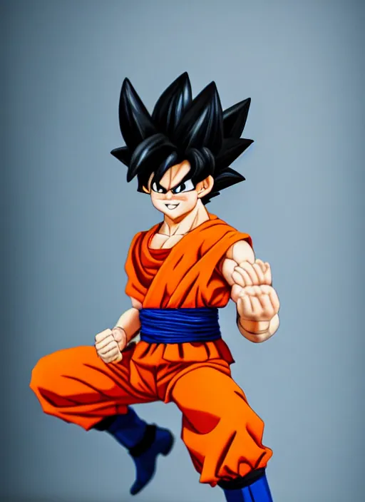 Prompt: a full portrait photo of son goku, f / 2 2, 3 5 mm, 2 7 0 0 k, lighting, perfect faces, award winning photography.