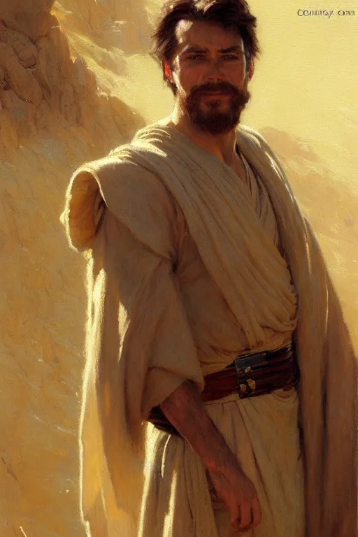 Image similar to detailed portrait of kenvin conroy dressed as jedi, painting by gaston bussiere, craig mullins, j. c. leyendecker