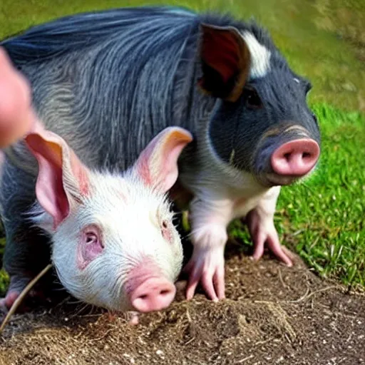 Image similar to dwarf to pig is not a friend