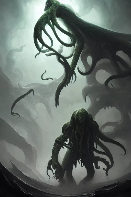 Image similar to cthulhu, digital art, magic the gathering, mtg, by greg rutkowski, trending on artstation