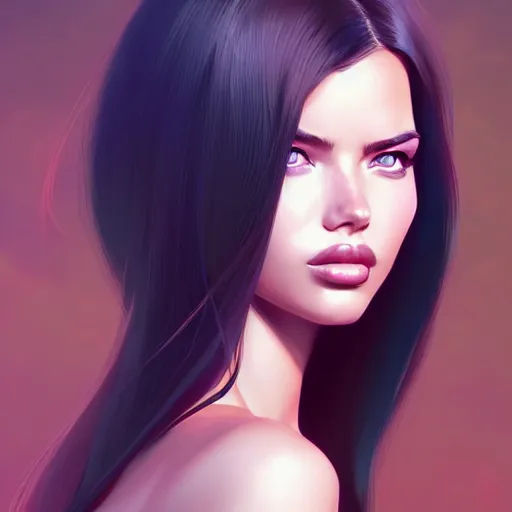 Image similar to portrait of a beautiful adriana lima, art by lois van baarle and ross tran and sam yang and ilya kuvshinov and guweiz, digital art, high detail, sharp focus, unreal engine 5, trending on artstation, deviantart, pinterest, victorias secret, 4 k uhd image