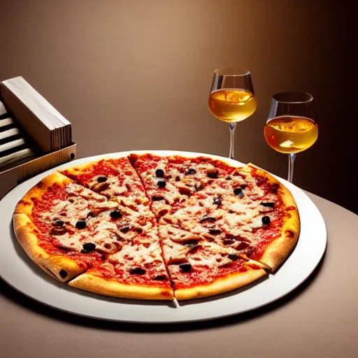 Prompt: Pizza quattro formaggi,promotional,studio lighting,delicious,gourmet