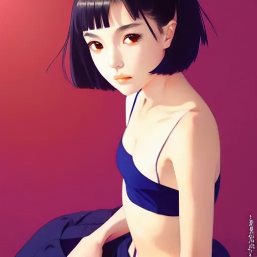 Image similar to a beautiful young japanese natalie portman alluring instagram model in crop top, by ilya kuvshinov and artgerm, aesthetic, gorgeous, alluring, attractive, gapmoe yandere grimdark, trending on pixiv fanbox, painted by greg rutkowski makoto shinkai takashi takeuchi studio ghibli, akihiko yoshida