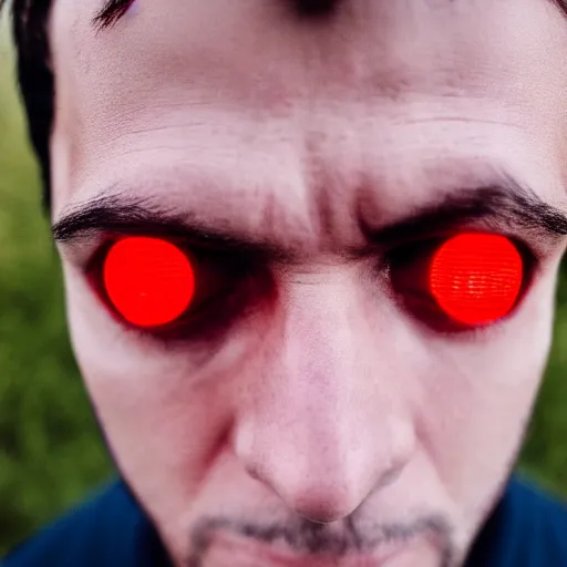 Image similar to a man with red glowing eyes