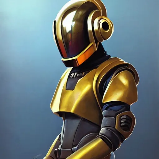 Image similar to greg manchess portrait painting of armored daft punk as overwatch character, medium shot, asymmetrical, profile picture, organic painting, sunny day, matte painting, bold shapes, hard edges, street art, trending on artstation, by huang guangjian and gil elvgren and sachin teng