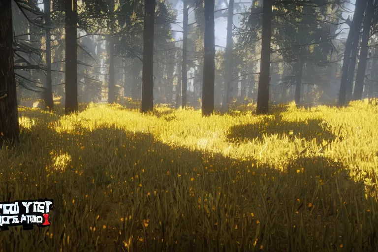 Prompt: An yellow ipe forest in Red Dead Redemption 2