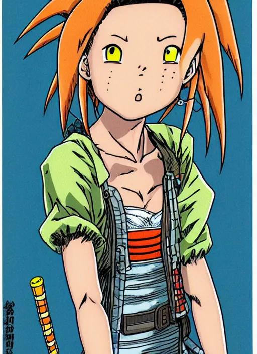 Image similar to a portrait of a pretty sewer punk young lady by akira toriyama