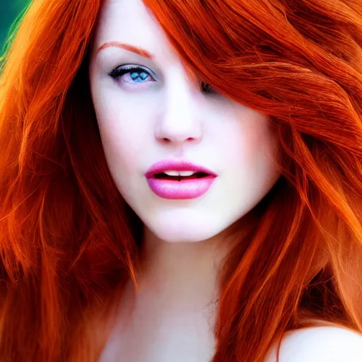 Prompt: beautiful redhead woman, mine craft, closeup