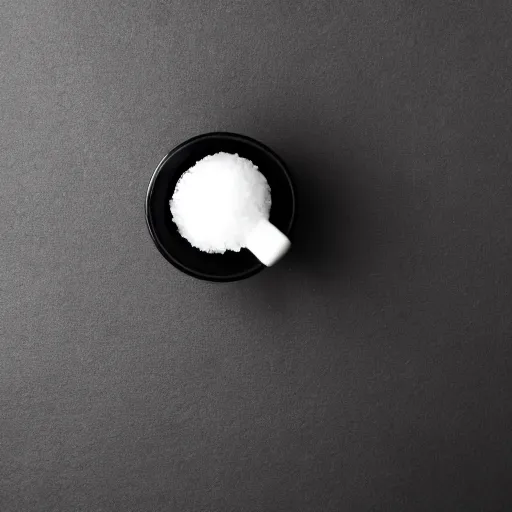 Prompt: Salt shaker on a black table, minimalist photo