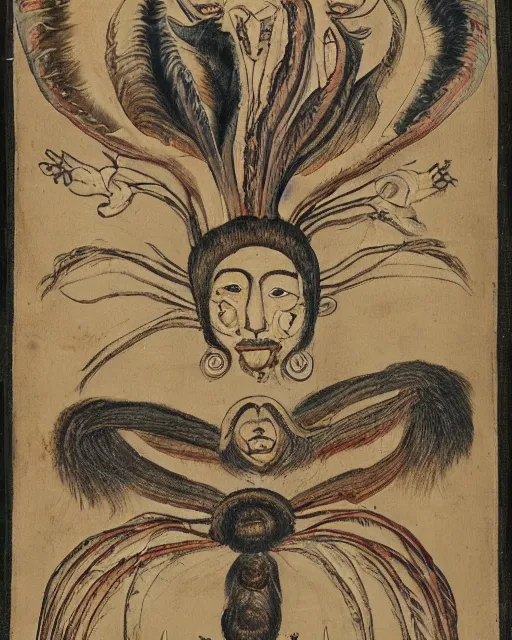 Prompt: zmei gorynich with four heads. one human head, second eagle head, third lion head, fourth ox head. drawn by francis bacon
