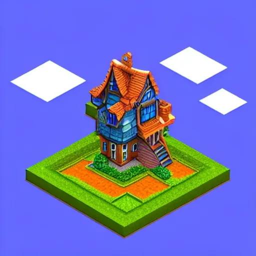 Prompt: Isometric 3D Fantasy Cute House