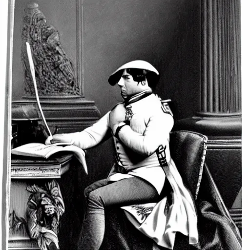 Image similar to photo, napoleon bonaparte sits on twine