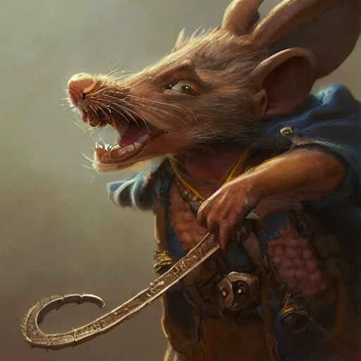 Prompt: a detailed paunting of a wizard rat with, by justin gerard and greg rutkowski, digital art, realistic painting, dnd, character design, trending on artstation