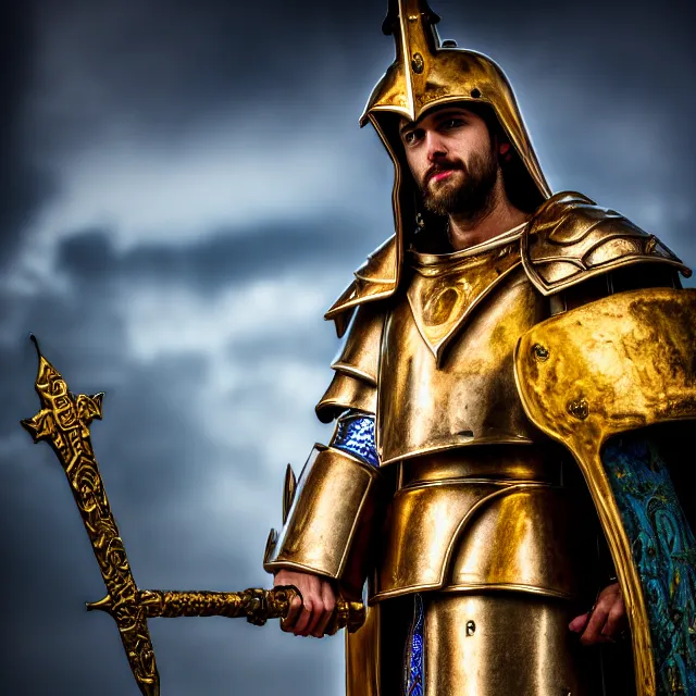 Image similar to photo of a holy paladin, highly detailed, 4 k, hdr, smooth, sharp focus, high resolution, award - winning photo