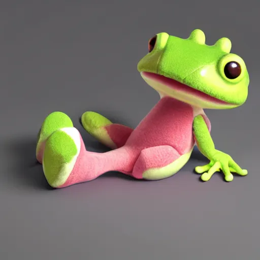 Image similar to cute fumo plush of a relaxed froggirl who takes everything in stride, studio lighting, anime girl, promo render, outline glow, vray