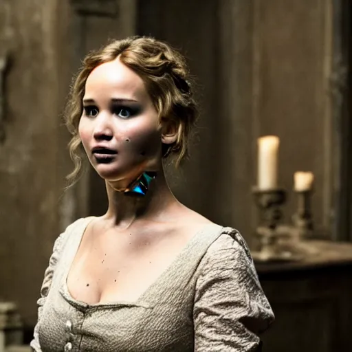 Image similar to jennifer lawrence is the monster, still from the movie mary shelley's frankenstein