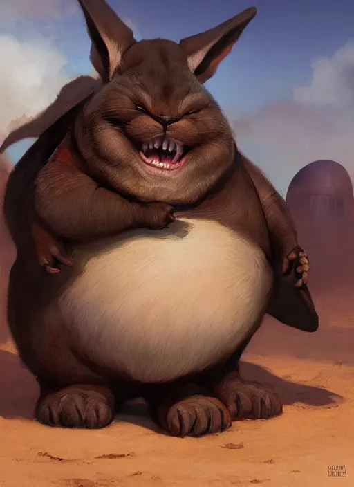 Image similar to hyper realistic, zoomed out portrait of a adorable, cute, happy, big chungus in star wars, by greg rutkowski, scott m fischer, artgerm, loish, anne stokes, alexandros pyromallis