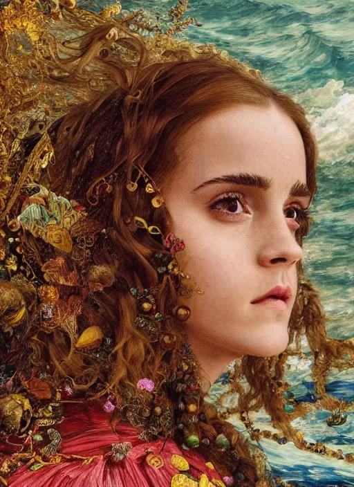 Prompt: emma watson detailed colourful masterpiece of intricate preraphaelite photography couple portrait sat down extreme closeup, love, inside a full underwater train, detailed realistic expressions, wearing unusual clothes, by ford madox brown and william powell frith and frederic leighton and john william waterhouse and william morris, ultra wide angle