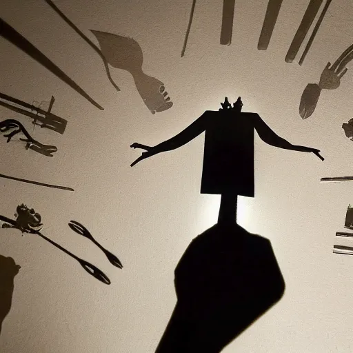 Prompt: shadow puppets come to life in, comedy, horror