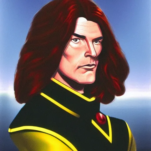 Prompt: captain picard with long hair on his head, hyperrealistic, dynamic lighting