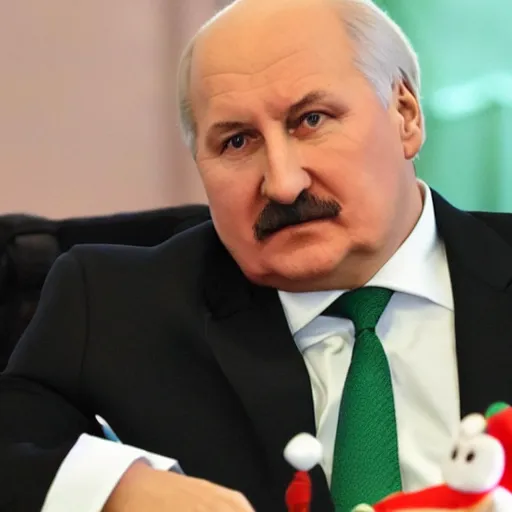 Image similar to Alexander Lukashenko as a supervillain, devilishly holding earth in his hands