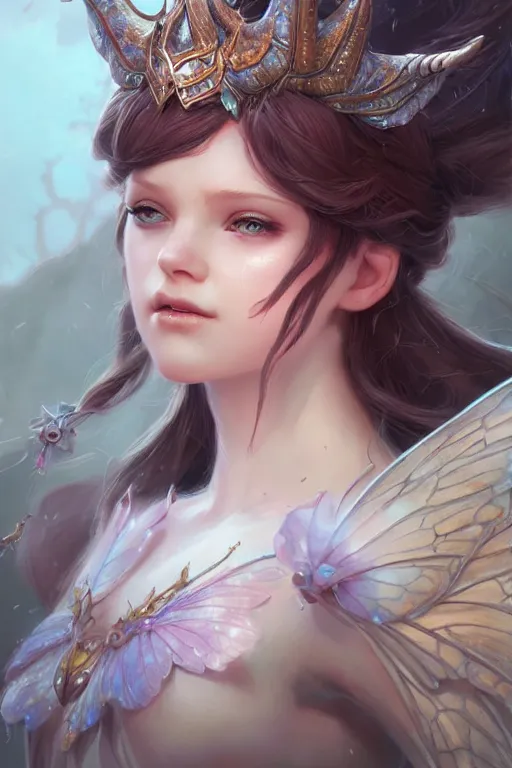 Image similar to fairy princess, highly detailed, d & d, fantasy, highly detailed, digital painting, trending on artstation, concept art, sharp focus, illustration, art by artgerm and greg rutkowski and fuji choko and viktoria gavrilenko and hoang lap