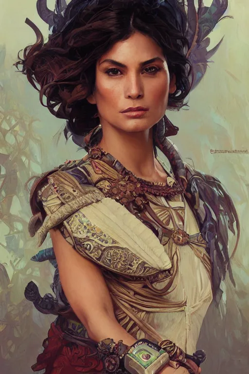 Image similar to Ana de la Reguera portrait, Aztec, Mayan, fantasy, elegant, intricate, by Stanley Artgerm Lau, greg rutkowski, thomas kindkade, alphonse mucha, loish, norman Rockwell