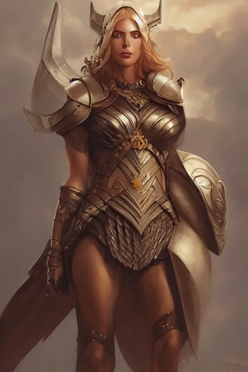 Image similar to amazon valkyrie athena, d & d, fantasy, portrait, highly detailed, headshot, digital painting, trending on artstation, concept art, sharp focus, illustration, art by artgerm and greg rutkowski and magali villeneuve