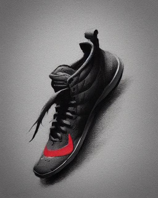 Image similar to “Medium shot of a character wearing Nikes in the style of Greg Rutkowski”