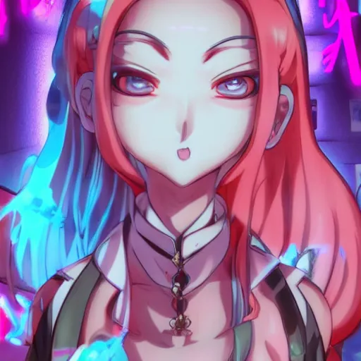 Image similar to stunningly beautiful omnipotent megalomaniacal anime asi goddess who looks like junko enoshima with symmetrical perfect face and porcelain skin, pink twintail hair and cyan eyes, traps you inside her inescapable vr prison where she controls you completely!!!, hyperdetailed, digital art from danganronpa, unreal engine 5, 8 k