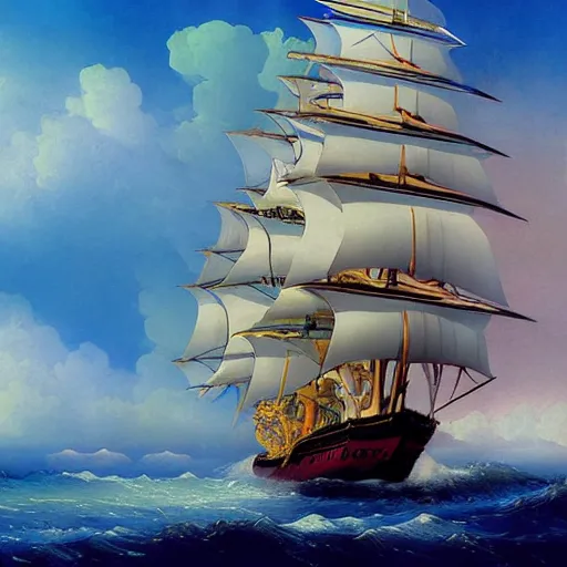 Image similar to Anime one piece ship made by Aivazovsky Ivan