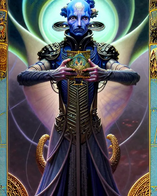 Image similar to the emperor tarot card, fantasy character portrait made of fractals, ultra realistic, wide angle, intricate details, the fifth element artifacts, highly detailed by peter mohrbacher, hajime sorayama, wayne barlowe, boris vallejo, aaron horkey, gaston bussiere, craig mullins