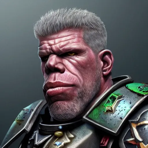 Image similar to Warhammer 40k Ron Perlman, photorealistic