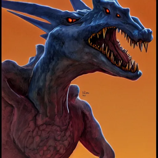 Image similar to a portrait of charizard, in the style of wayne barlowe