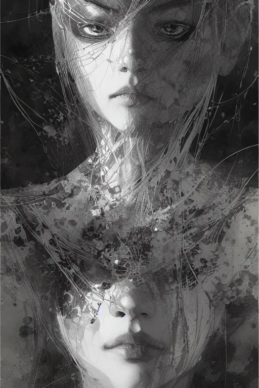 Image similar to portrait of anime woman, pen and ink, intricate line drawings, by craig mullins, ruan jia, kentaro miura, greg rutkowski