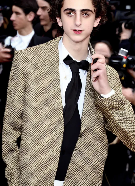 Image similar to selfish of Timothee Chalamet wearing Louis Vuitton