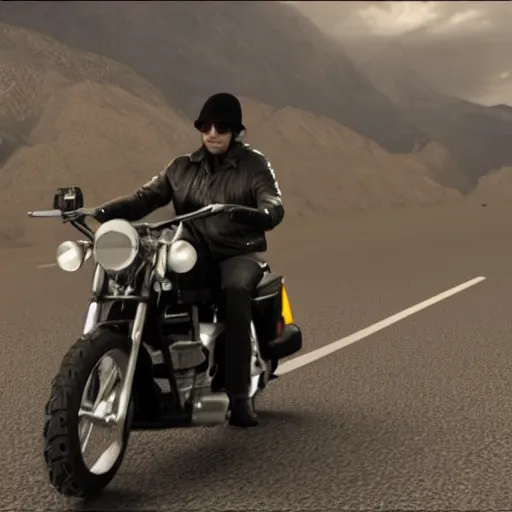 Image similar to lennon on a motorcycle in born to be wild cinematic 3d 8k