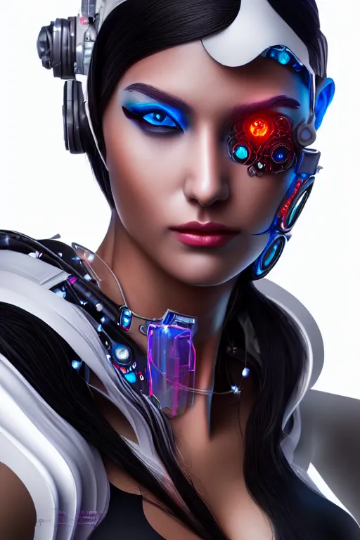 Prompt: portrait of a cyberpunk V1 woman with biomechanichal parts by Artgerm, 35mm focal length, hyper detailled, 4K