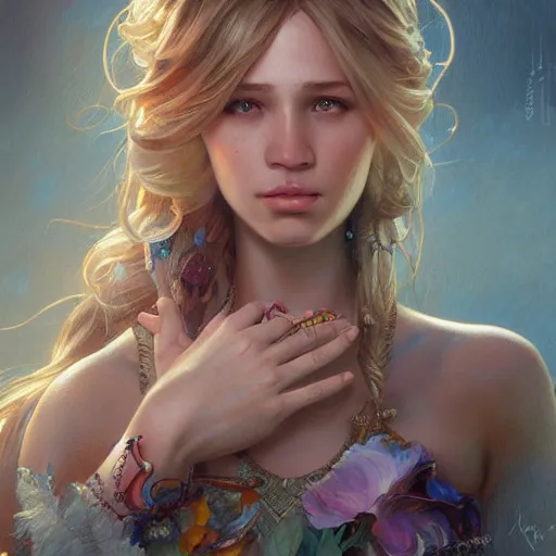 Image similar to ultra realistic illustration, hannah montana, intricate, elegant, highly detailed, digital painting, artstation, concept art, smooth, sharp focus, illustration, art by artgerm and greg rutkowski and alphonse mucha and wlop