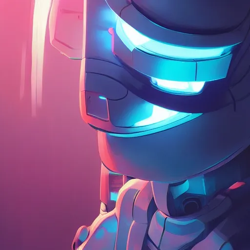 Image similar to a robot cybernetic monster minimalist comics, behance hd by jesper ejsing, by rhads, makoto shinkai and lois van baarle, ilya kuvshinov, rossdraws global illumination ray tracing hdr radiating a glowing aura