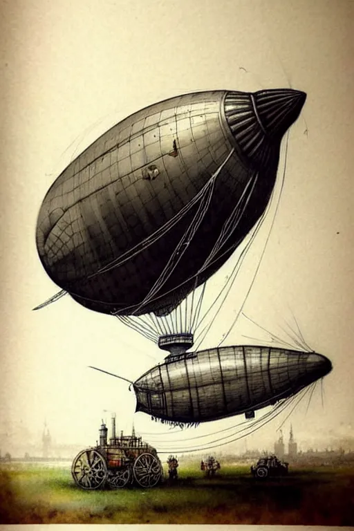 Image similar to (((((1950s steampunk airship blimp dirigible . muted colors.))))) by Jean-Baptiste Monge !!!!!!!!!!!!!!!!!!!!!!!!!!!