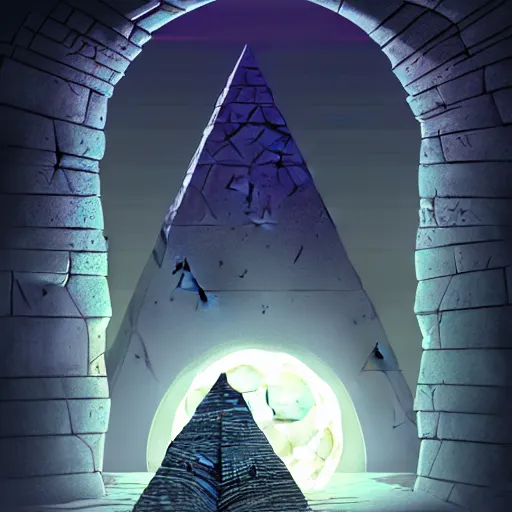 Prompt: highly detailed environment concept alt art doorway moon inside glowing portal in the pyramid finely detailed illustration animation key frame